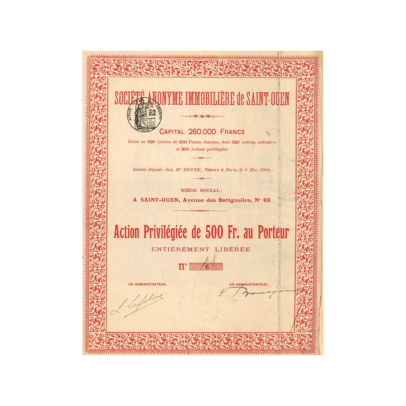 S.A. Immobilière de Saint-Ouen (Act Priv 500 F)