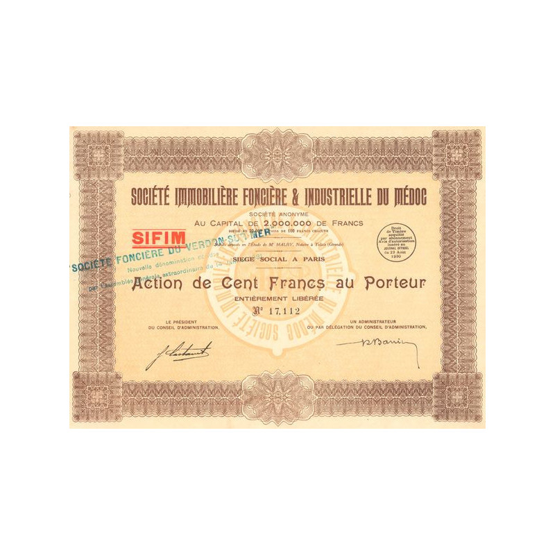 Sté Immobilière Foncière du Médoc (Act 100 F)