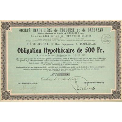 Sté Immobilière de Toulouse et de Barbazan (Obl Hypot 500 F)