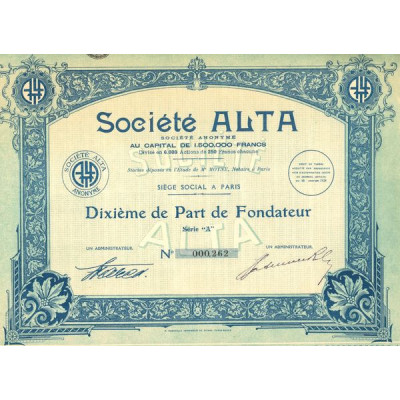 Sté Alta (10ème PF)