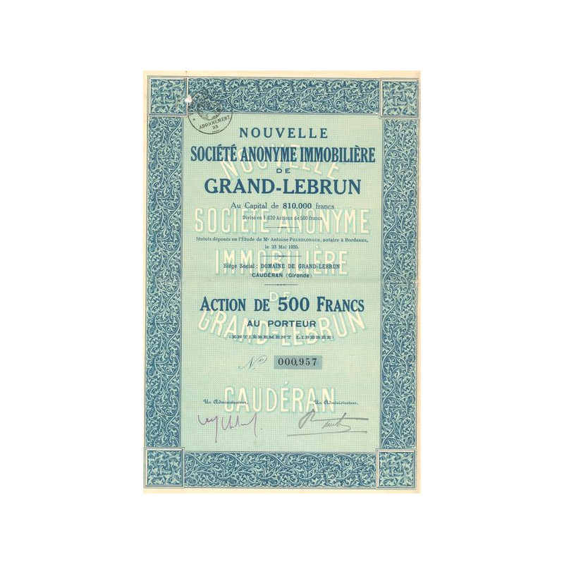 Nouvelle S.A. Immobilière de Grand-Lebrun (Act 500 F)