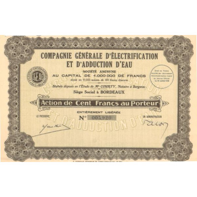 Cie Gale d'Electrification et d'Adduction d'Eau (Act 100 F)