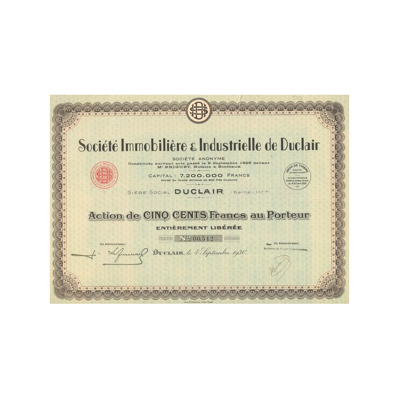 Sté Immobilière & Industrielle de Duclair (Act 500 F)