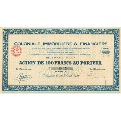 Coloniale Immobilière & Financière (Act 100 F)