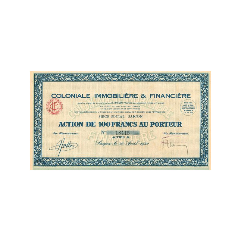 Coloniale Immobilière & Financière (Act 100 F)