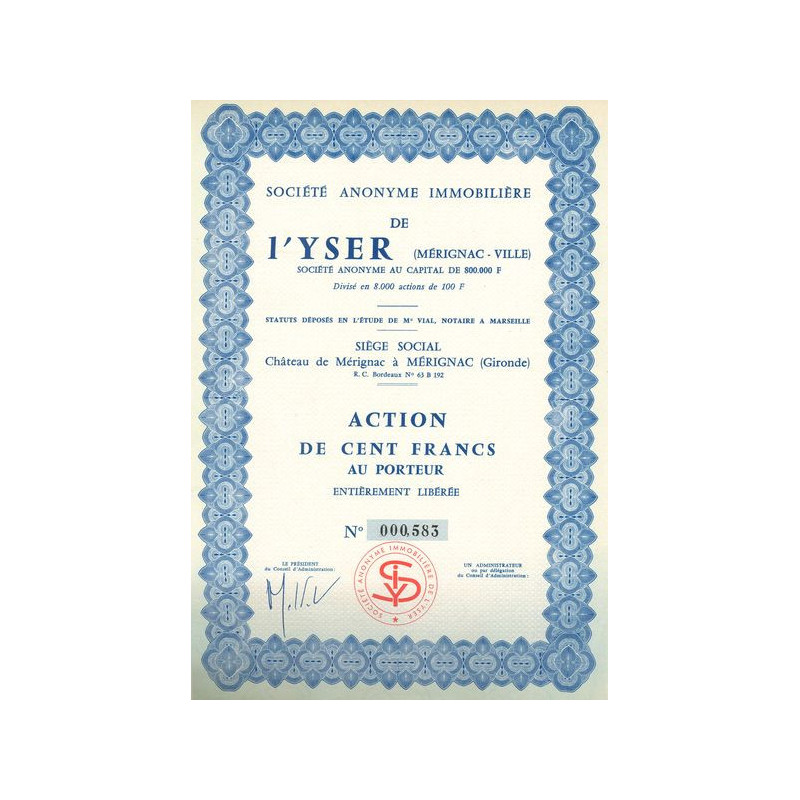 S.A. Immobilière de l'Yser (Mérignac-Ville) (Act 100 F)