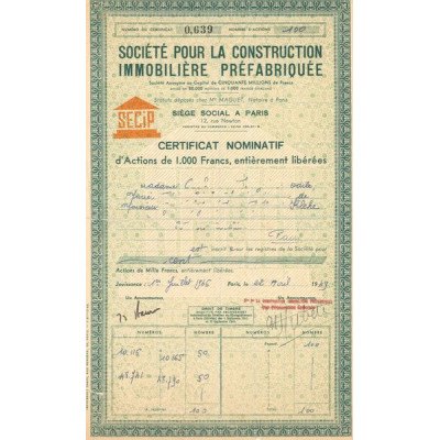 Sté pour la Contruction Immobilière Préfabriquée (Certif Nomin Act 1000 F)