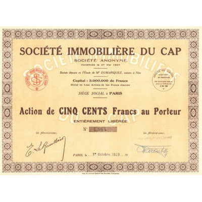 Sté Immobilière du Cap (Act 500 F)