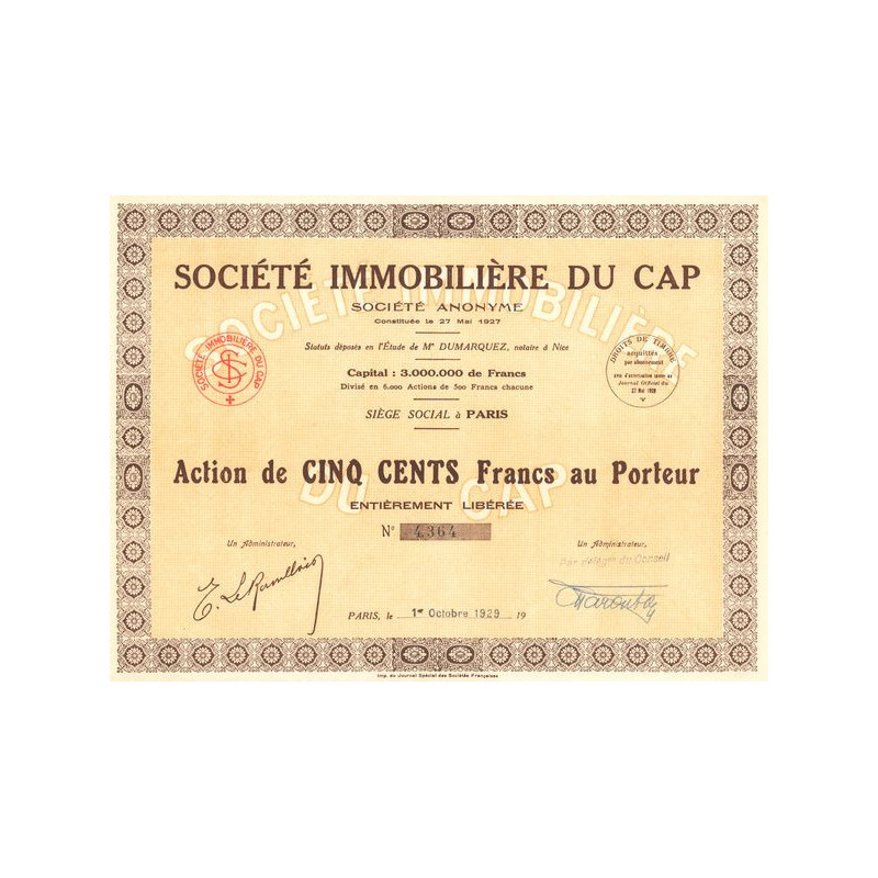 Sté Immobilière du Cap (Act 500 F)