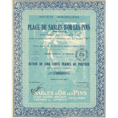 Sté Immobilière de la Plage de Sables-d'Or-les-Pins (Bretagne) (Act 500 F)