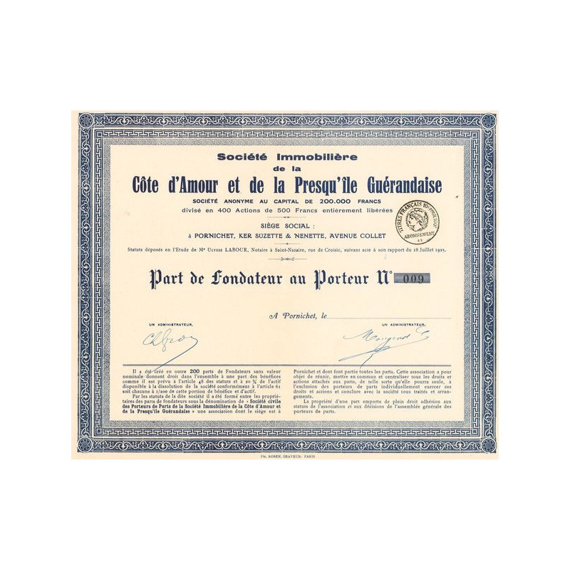 Sté Immobilière de la Côte d'Amour et de la Presqu'Île Guérandaise (PF)