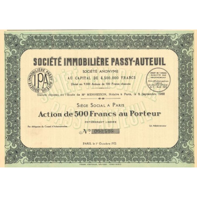 Sté Immobilière Passy-Auteuil (Act 500 F)
