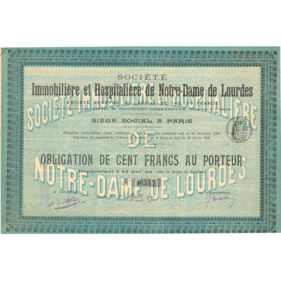 Sté Immobilière et Hospitalière de Notre-Dame de Lourdes (Obl 100 F)