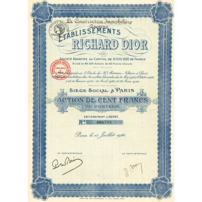 La Construction immobilière - Anc Ets Richard Dior (Act 100 F)