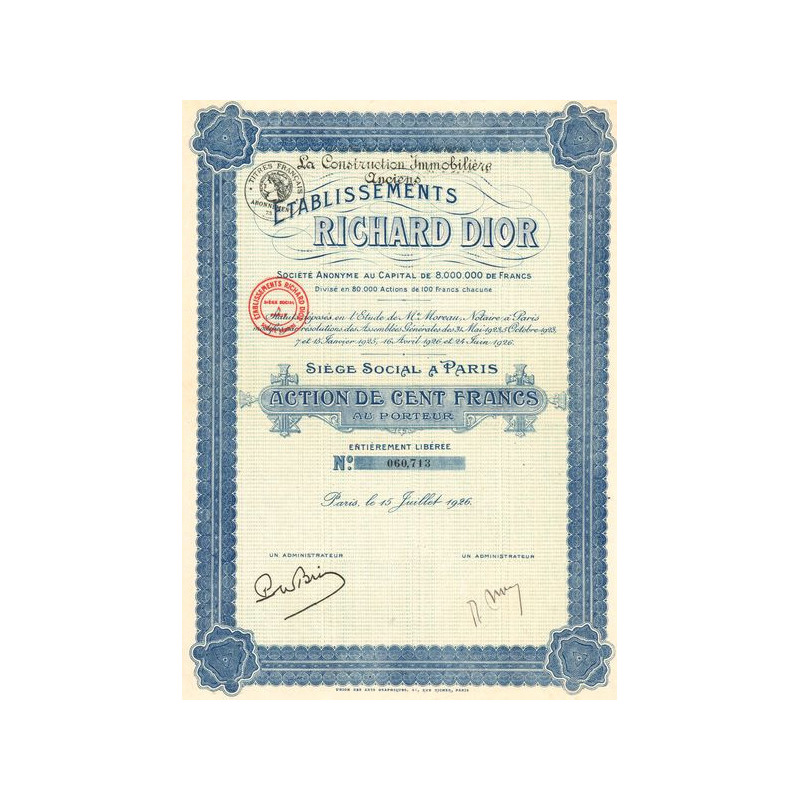 La Construction immobilière - Anc Ets Richard Dior (Act 100 F)