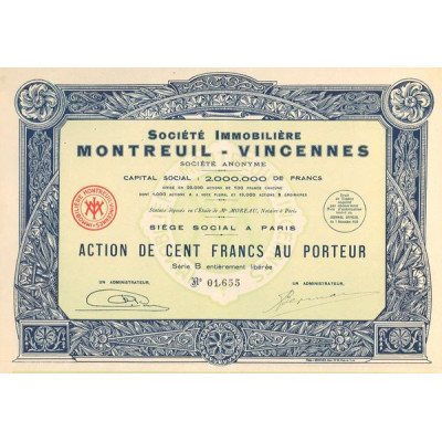 Sté Immobilière Montreuil - Vincennes (Act 100 F)