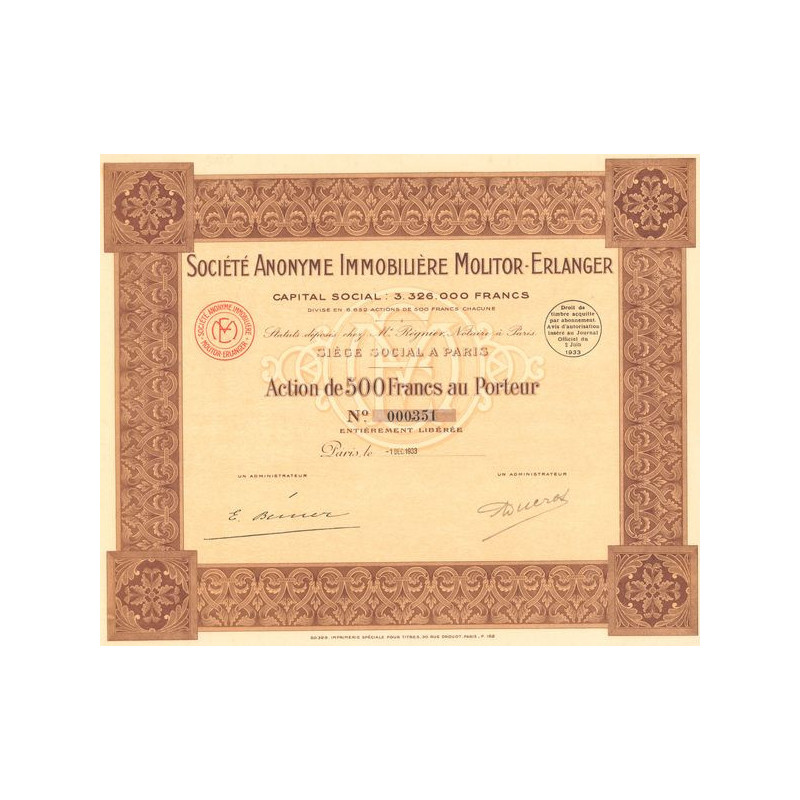 S.A. Immobilière Molitor-Erlanger (Act 500 F)