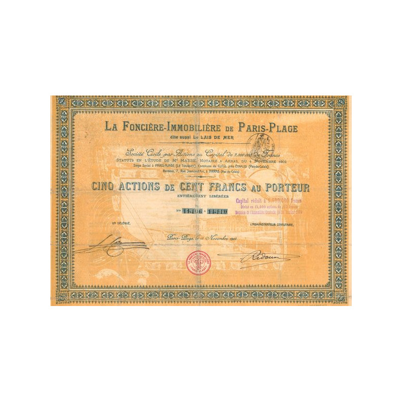 La Foncière-Immobilière de Paris-Plage (Titre 05 Act 100 F)