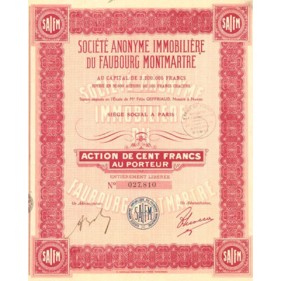 S.A. Immobilière du Faubourg Montmartre (Act 100 F)
