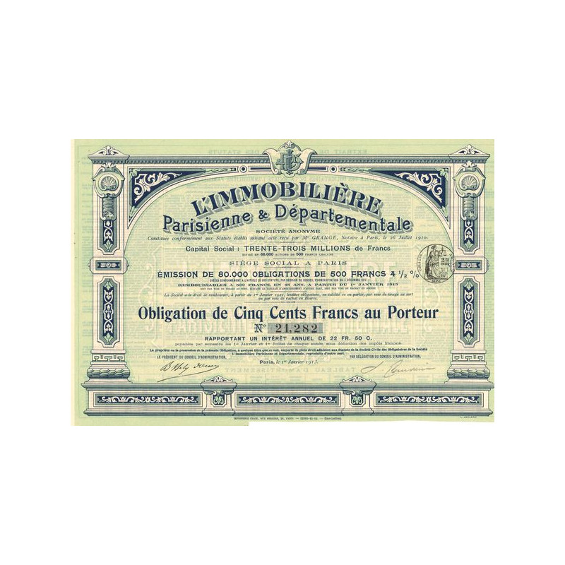 L'Immobilière Parisienne & Départementale (Obl 500 F)
