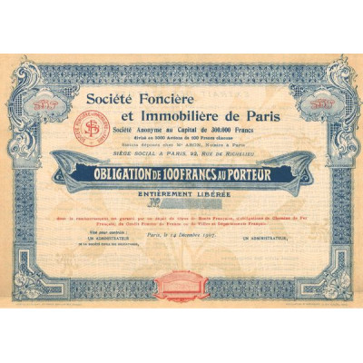 Sté Foncière et Immobilière de Paris (Obl 100 F)