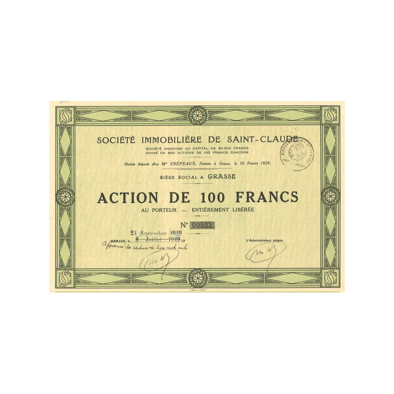 Sté Immobilière de Saint-Claude (Act 100 F)