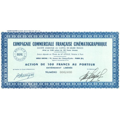 Cie Commerciale Française Cinématographique (Act 100 F)