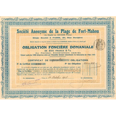 S.A. de la Plage de Fort-Mahon (Obl 500 F 5%)