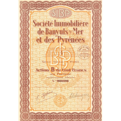 Sté Immobilière de Banyuls-sur-Mer et des Pyrénées SIBP (Act B 100 F)