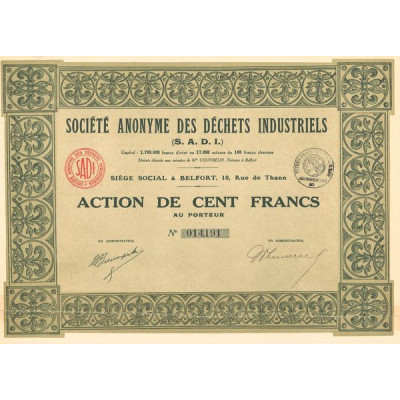 S.A. des Déchets Industriels (S.A.D.I.) (Act 100 F)