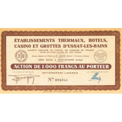 Ets Thermaux Hôtels Casino et Grottes d'Ussat-les-Bains (Act 1000 F)