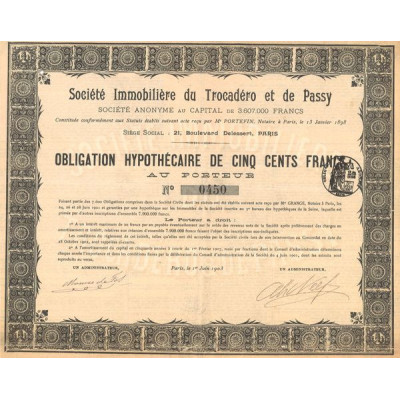 Sté Immobilière du Trocadéro et de Passy (Obl 500 F)