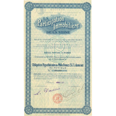 La Participation Immobilière de la Seine (Obl Hypot 1000 F 5% 1/2)
