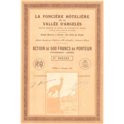 La Foncière Hôtelière de la Vallée d'Argelès (Act 500 F)
