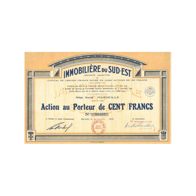 Immobilière du Sud-Est (Act 100 F)