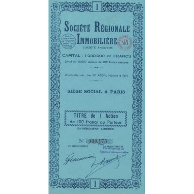 Sté Régionale Immobilière (Titre 01 Act 100 F)