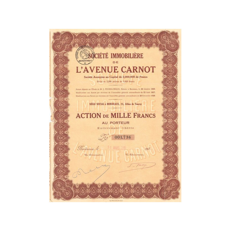 Sté Immobilière de l'Avenue Carnot (Act 1000 F)