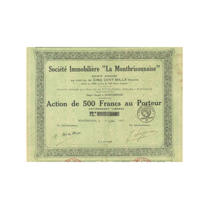 Sté Immobilière "La Montbrisonnaise" (Act 500 F)