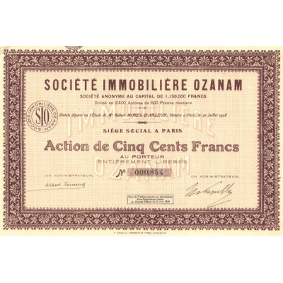 Sté Immobilière Ozanam (Act 500 F)
