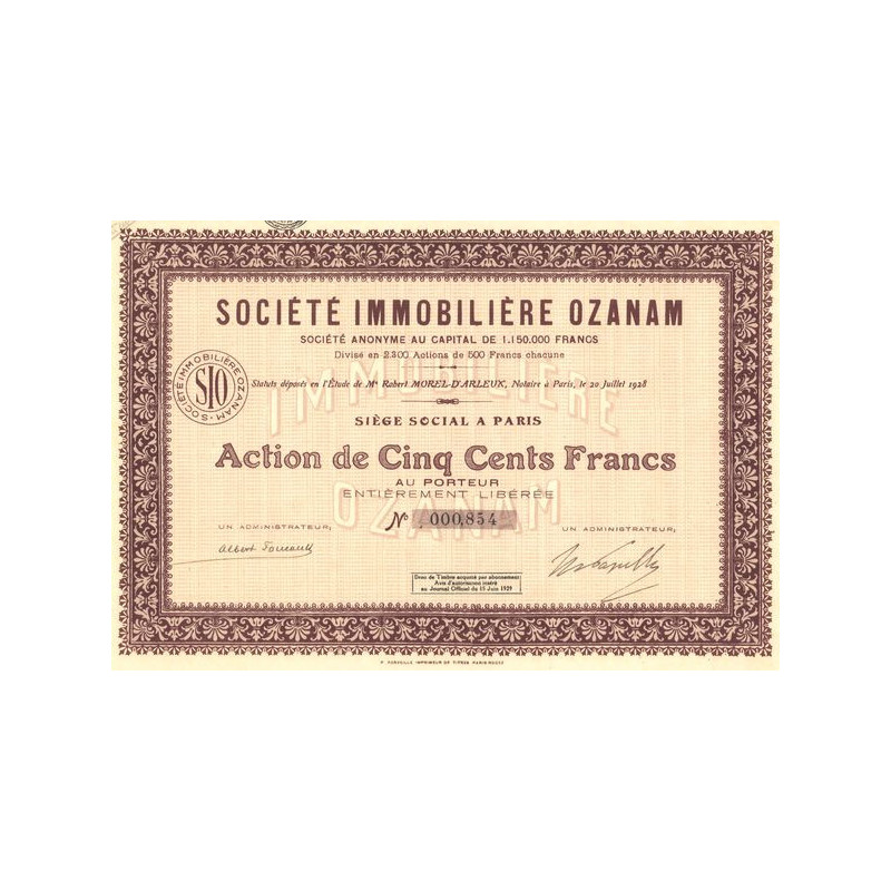 Sté Immobilière Ozanam (Act 500 F)