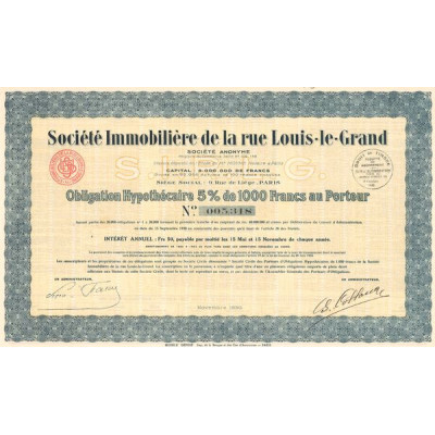 Sté Immobilière de la Rue Louis-le-Grand (Obl Hypot 1000 F 5%)