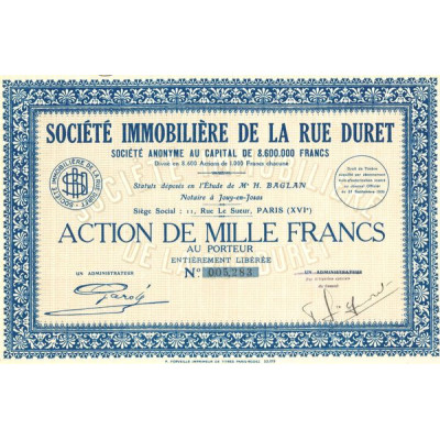 Sté Immobilière de la Rue Duret (Act 1000 F)