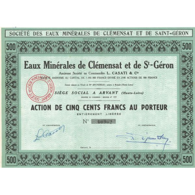 Eaux Minérales de Clémensat et de St- Géron (Act 500 F)