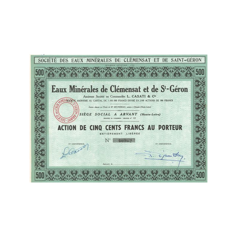 Eaux Minérales de Clémensat et de St- Géron (Act 500 F)
