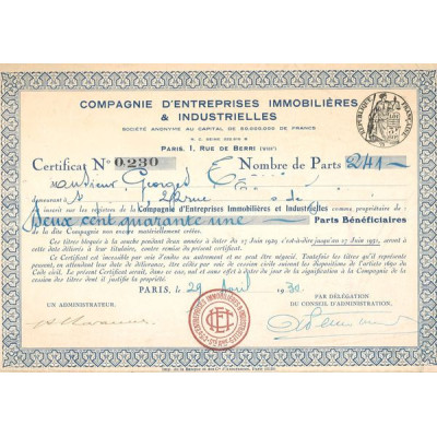 Cie d'Entreprises Immobilière & Industrielles (Titre 241 PB)