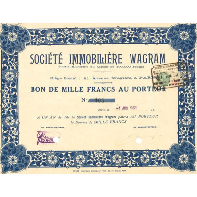 Sté Immobilière Wagram (Bon 1000 F)
