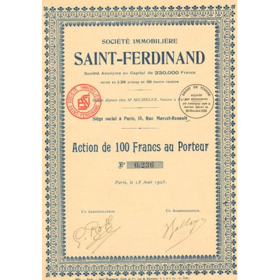 Sté Immobilière Saint-Ferdinand (Act 100 F)