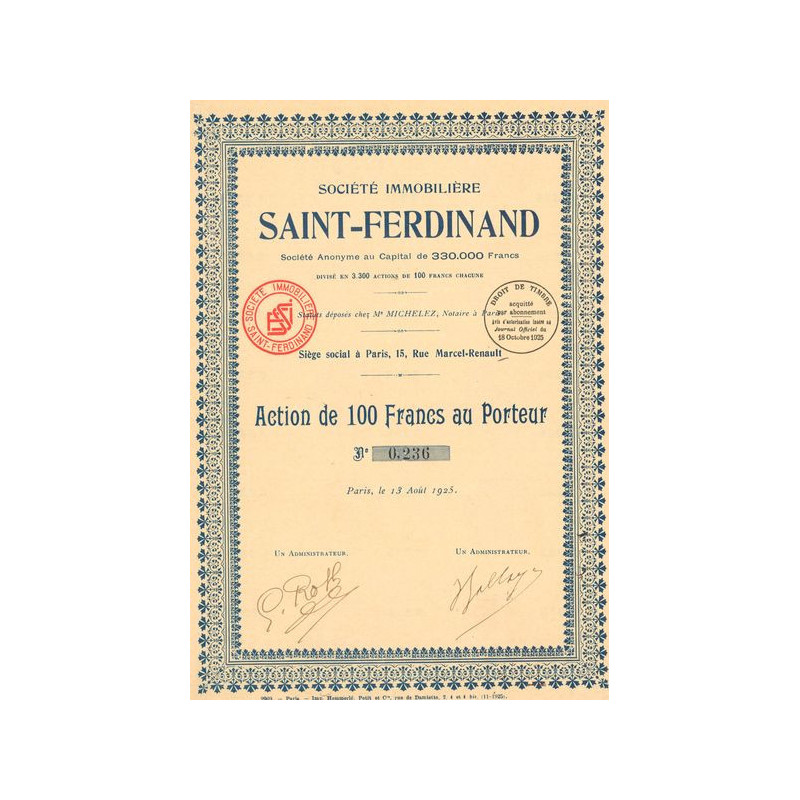 Sté Immobilière Saint-Ferdinand (Act 100 F)