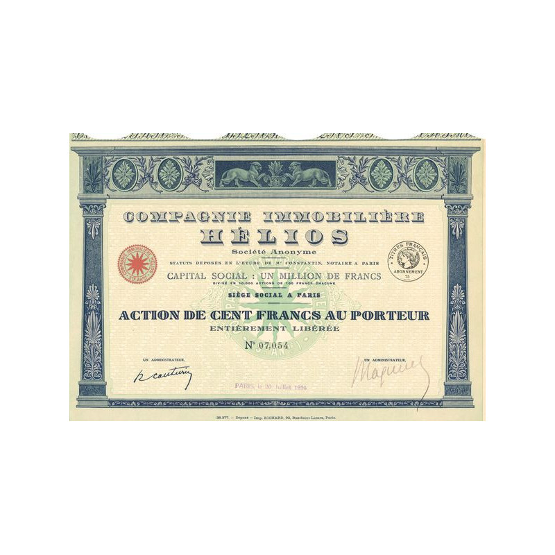 Cie Immobilière Hélios (Act 100 F)