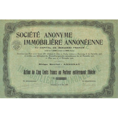 S.A. Immobilière Annonéenne (Act 500 F)